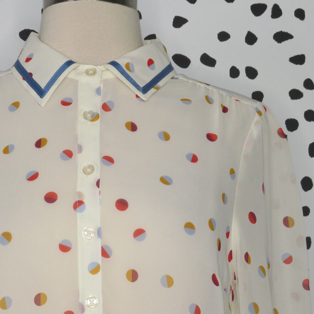 Modcloth Cream Polka Dot Print Be Buzzworthy Button Up Top - Picture 3 of 11